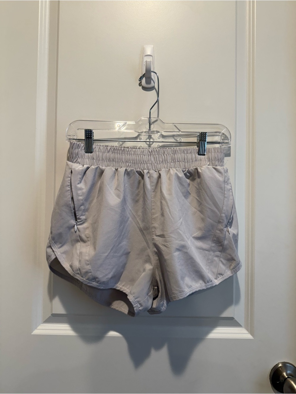 Lululemon Gray Running Shorts Zip Pocket Athletic Activewear Size 6